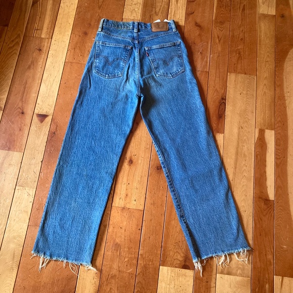 High-waisted/ribcage straight ankle medium wash denim Levis - Picture 2 of 7